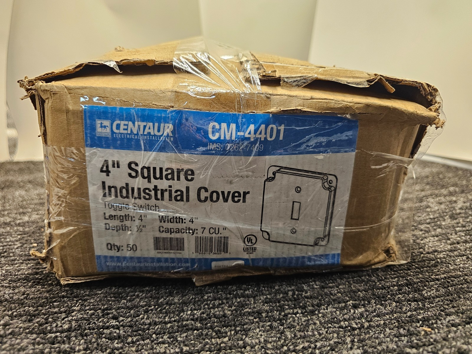 (QTY 50) Centaur CM-4401 4″ Square Industrial Cover With Crushed Corner