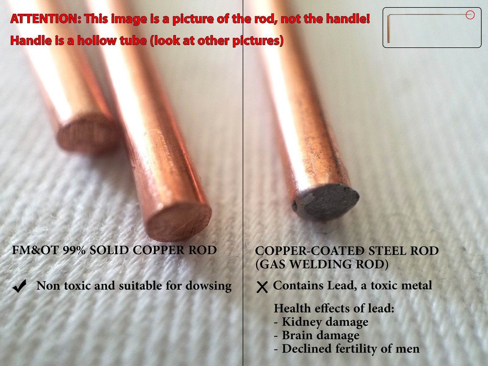 Dowsing Rod Copper 99% Solid +Pendulum. Spiritual,Water, Gold, etc. – Non Toxic