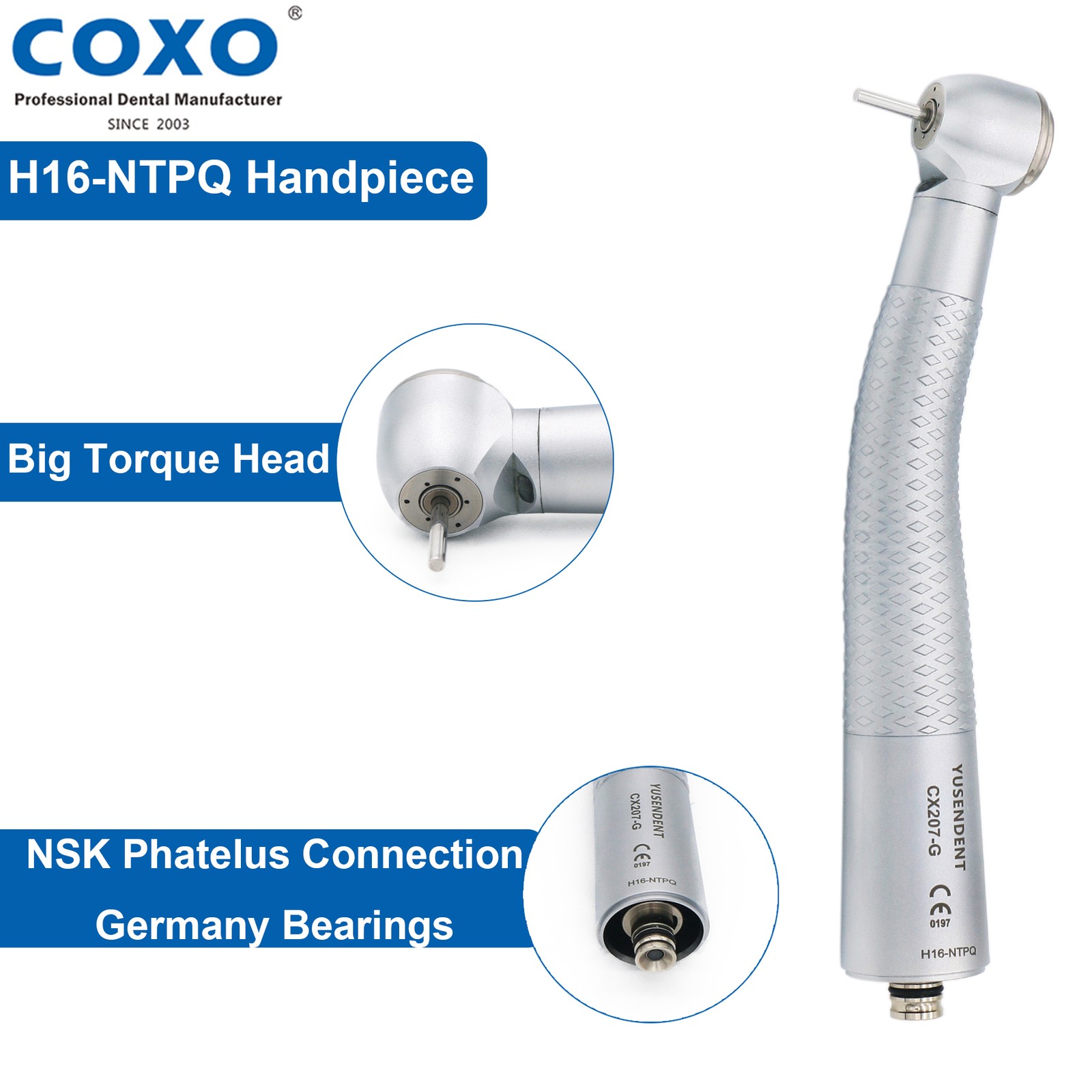 COXO H16 Dental Fiber Optic High Speed Turbine Handpiece For KaVo NSK Coupling