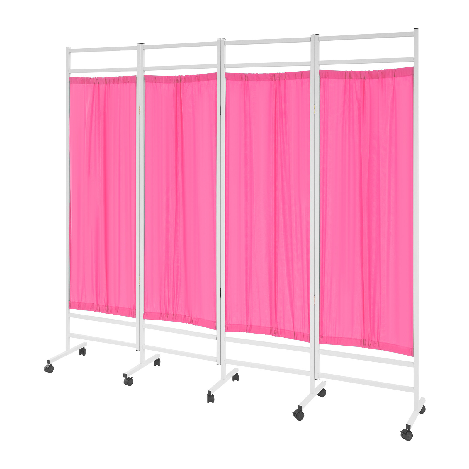 4 Panels Foldable Medical Room Divider Portable Medical Privacy Screen Pink