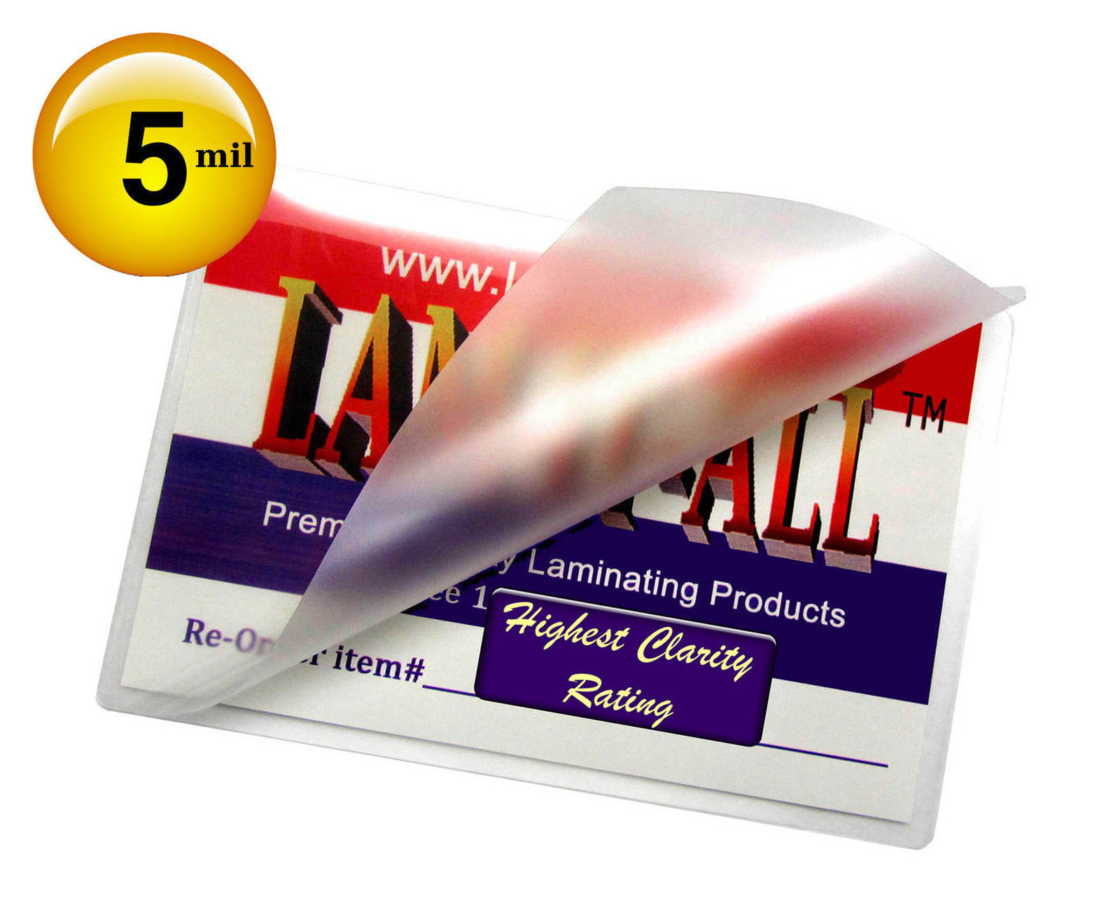 LAM-IT-ALL Hot 5 Mil Business Card Laminating Pouches 2.25 x 3.75 [100/pk] Clear