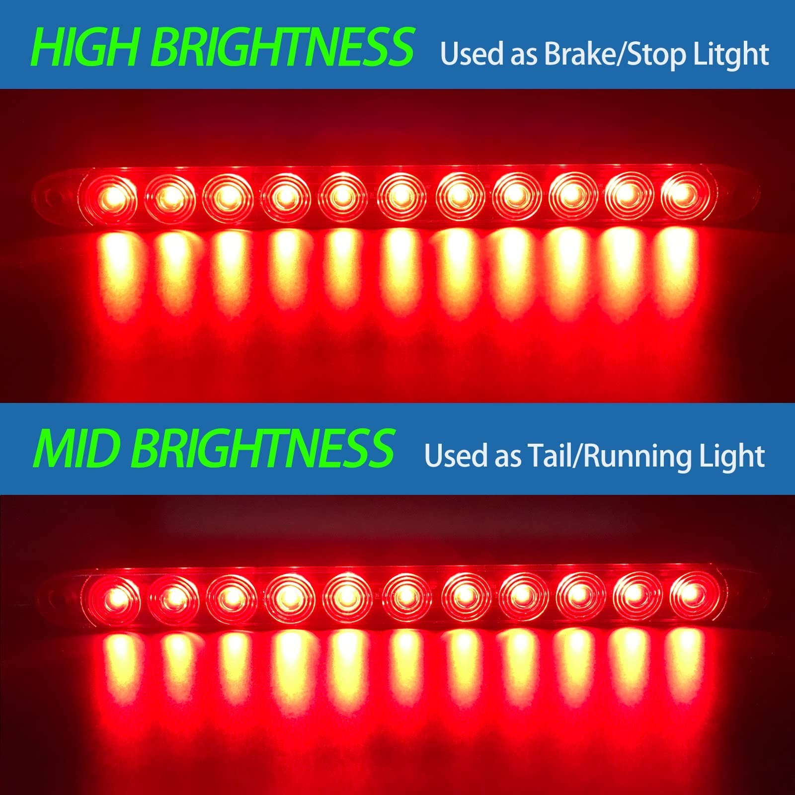 Led Trailer Light Bar,15inch Red Led Lights, Brake Stop Turn 3rd Brake Light,…