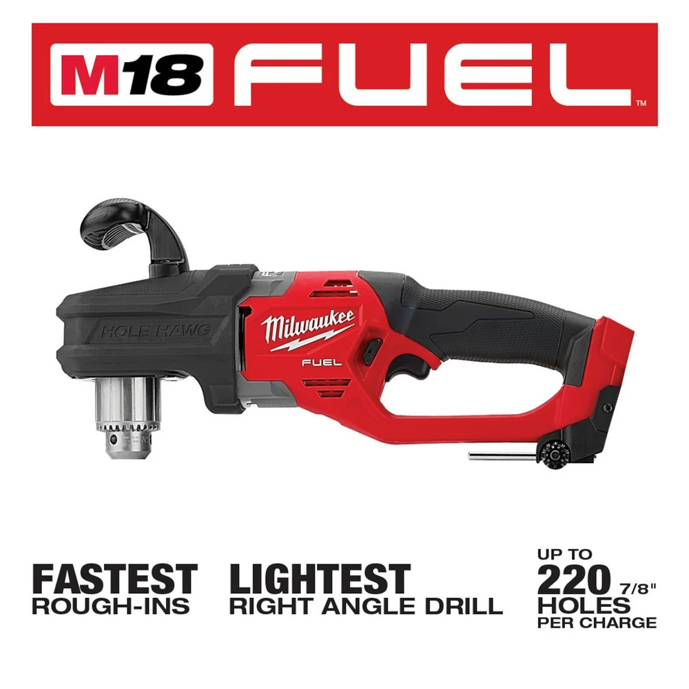Milwaukee 2807-80 M18 FUEL 18V 12″ HOLE HAWG Right Angle Drill -Bare Tool -Recon