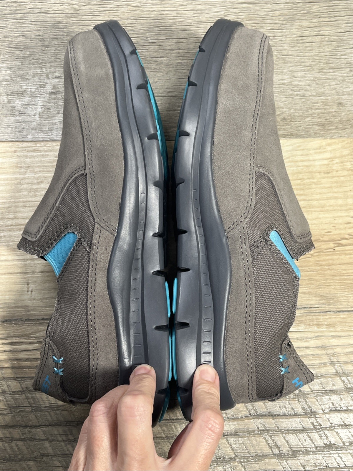 HYTEST Blake Steel Toe Slip-On Shoe Women 7.5 W Gray Leather Safety Footwear