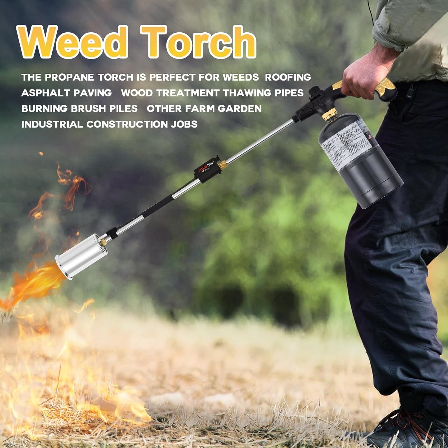 Propane Torch Weed Burner Weed Torch Flamethrower Heavy Duty Blow Torch Control