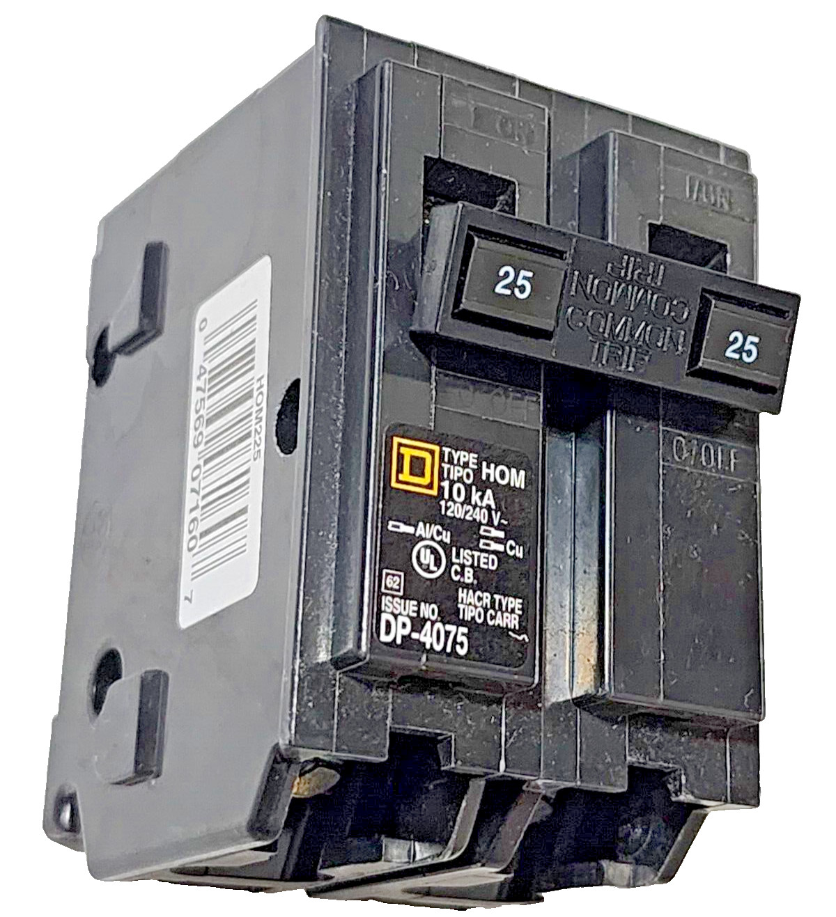 Square D HOM225CP, 2-Pole 25 Amp Plug-On Circuit Breaker 120/240Vac