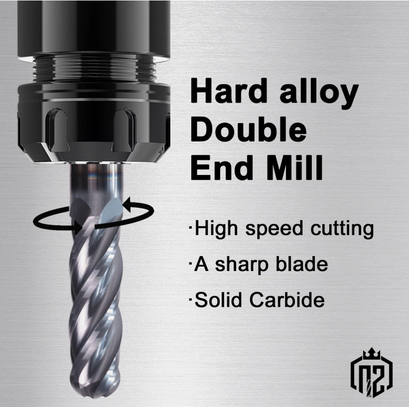 5 PCS 4 Flute 3/16″ x 2″ Overall Length Ball Nose Carbide End Mill AlTiN Coated