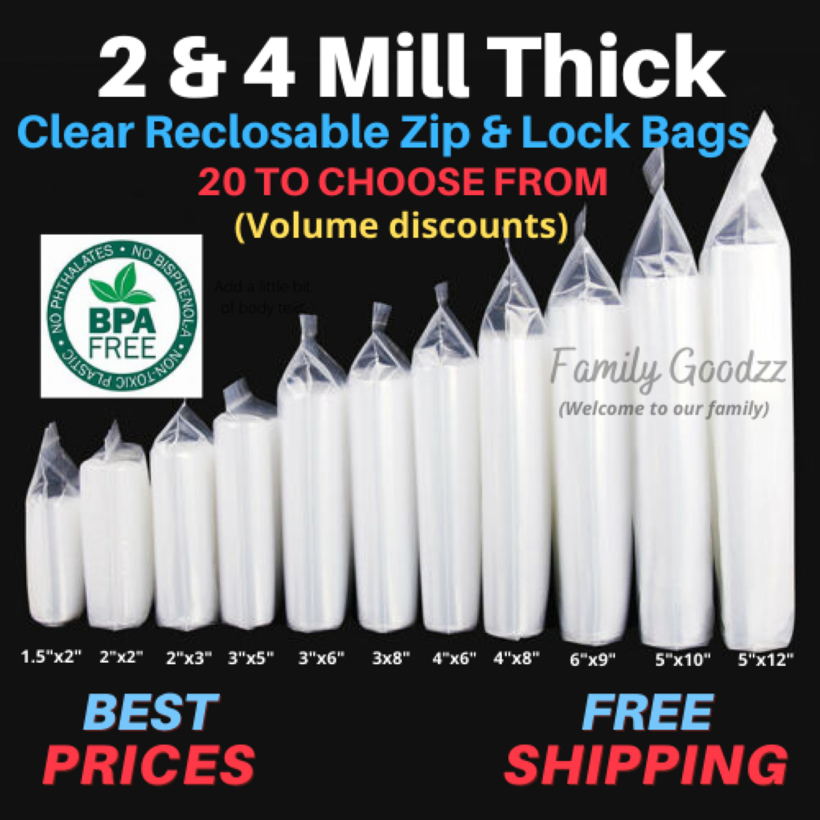 Clear Plastic Reclosable Zip Seal Bag 2 Mil & 4 Mil Lock Bags Jewelry Zip Baggie