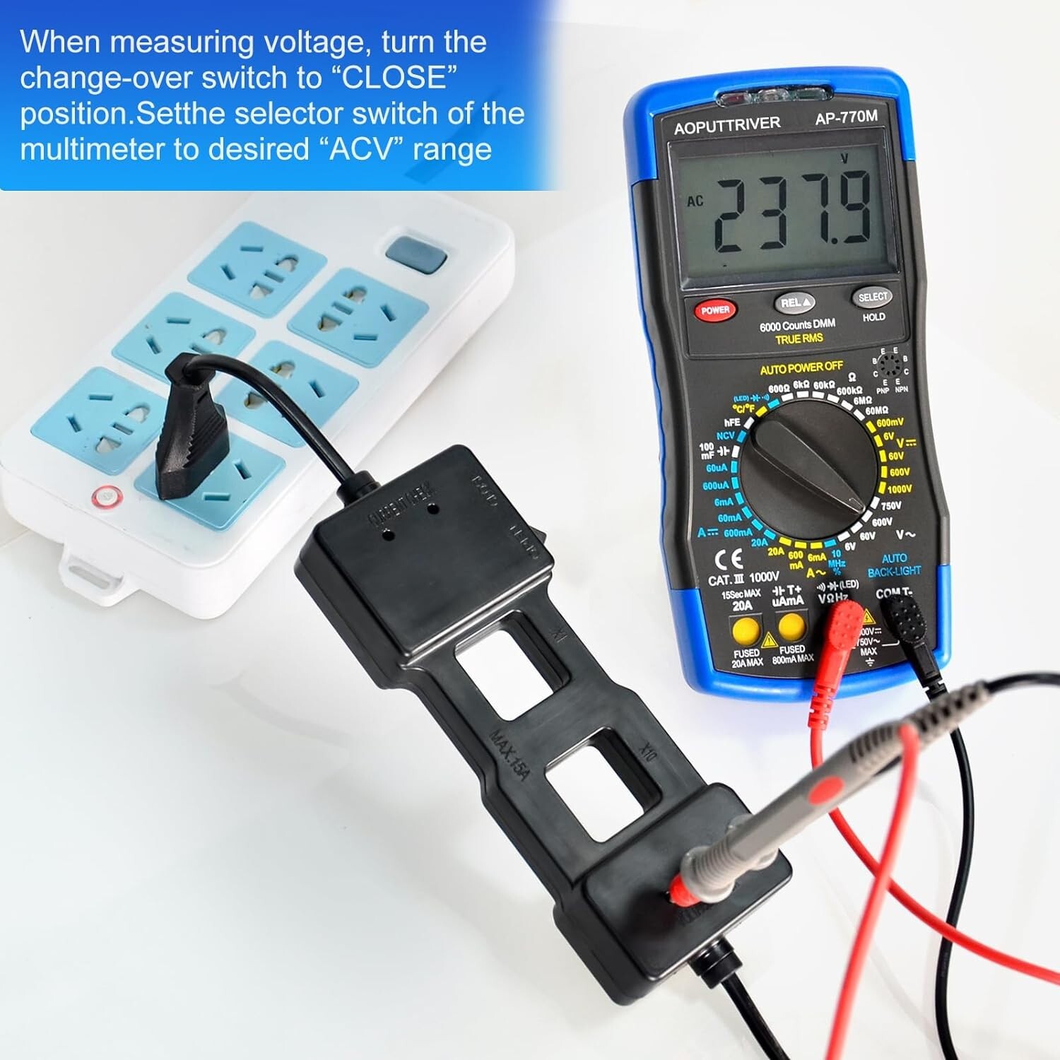 AC Line Splitter Receptacle Tester AC 100~230V Operating Voltage Max 15A