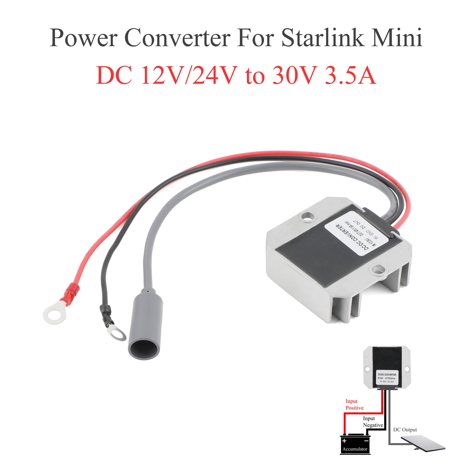 DC 12V 24V to 30V 3.5A DC Power Converter with terminal block to DC female