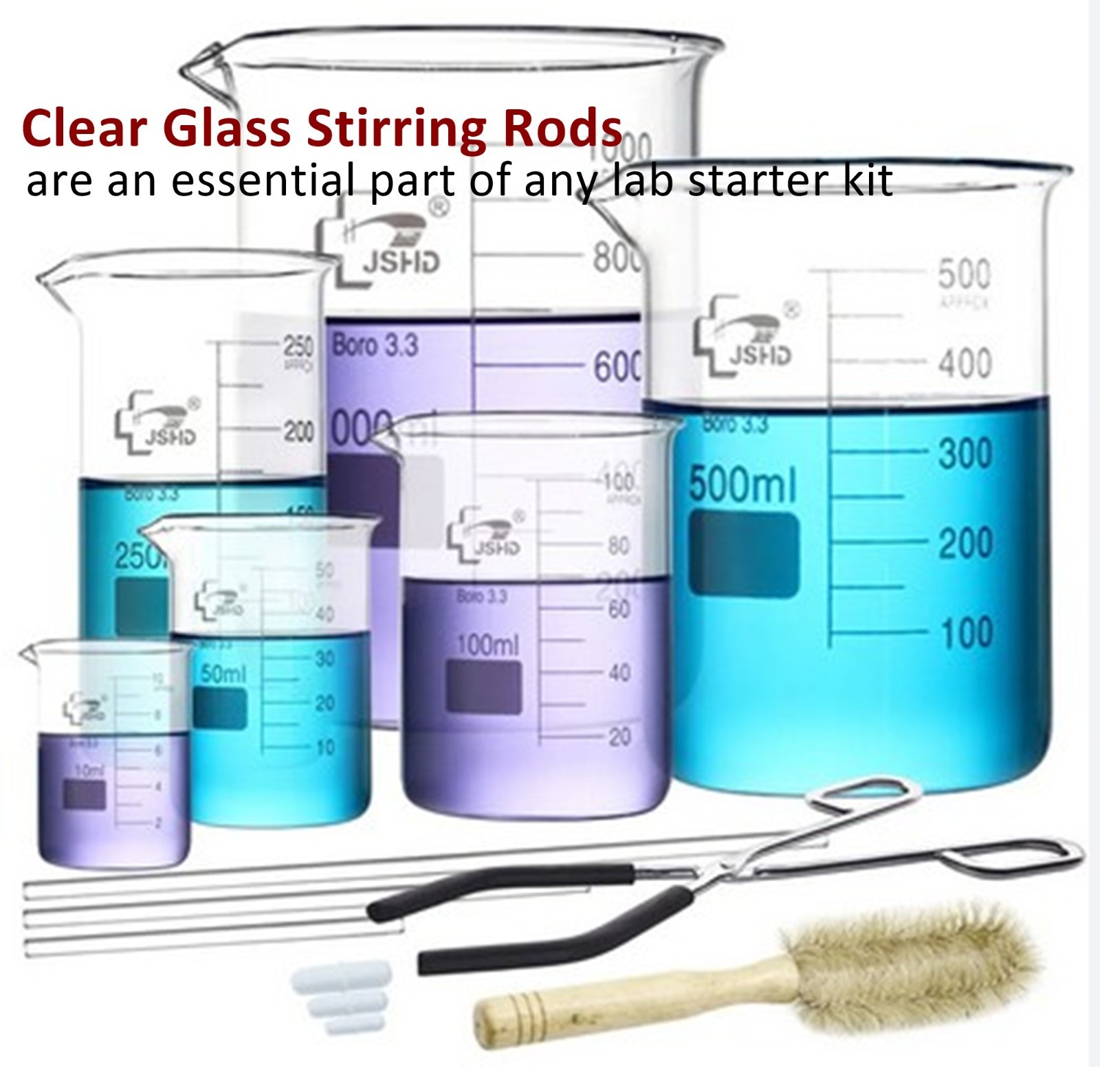 12 Pack Glass Stirring Rods 6″ Length for Science Education, Lab and Kitchen Use