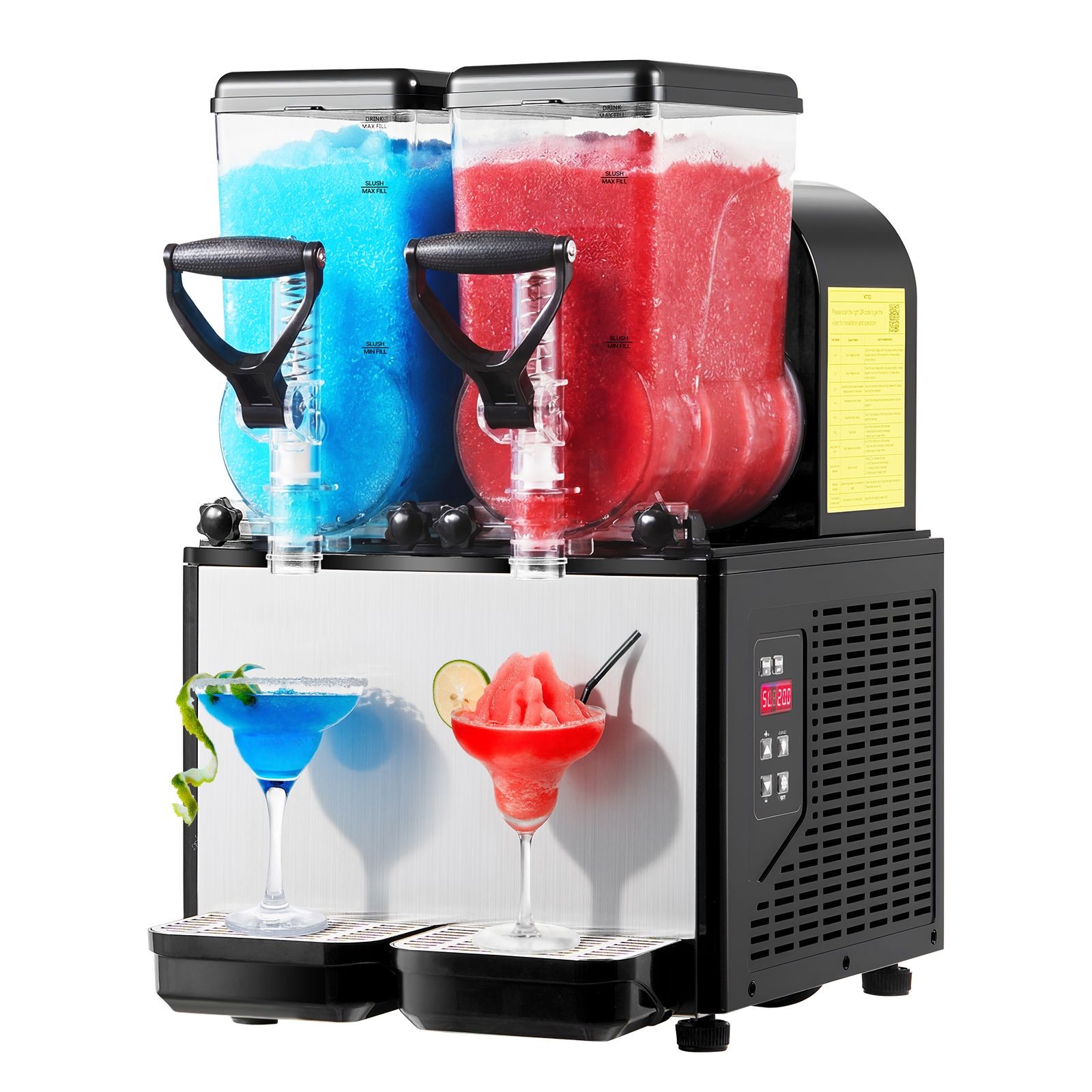 Slushie Machine, 6L/ 1.6Gal x 2 Tank Commercial Slushy Maker, Frozen Drink Maker