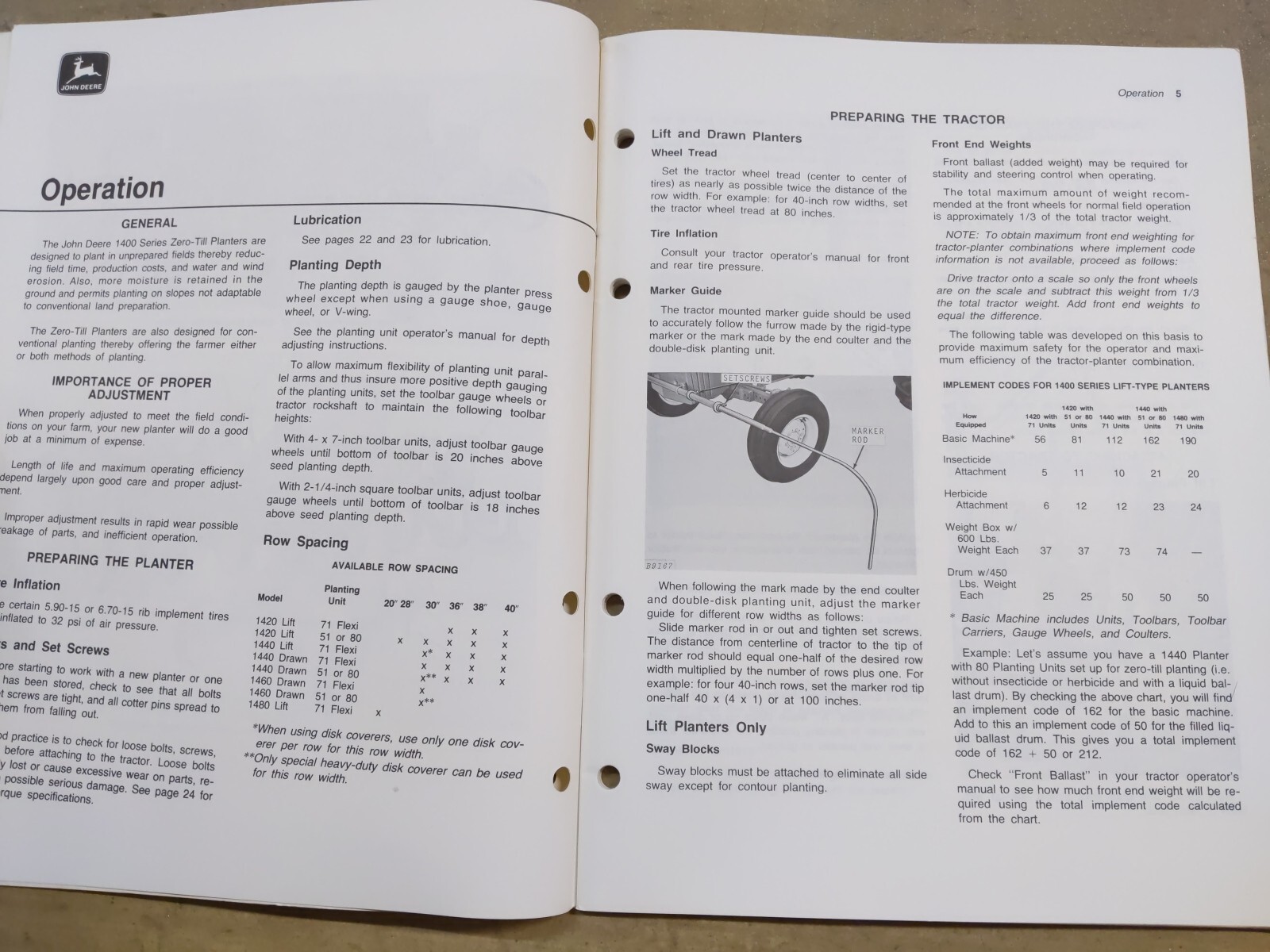 John Deere 1400 Series Zero-Till Planters Operators Manual, OM-A25741