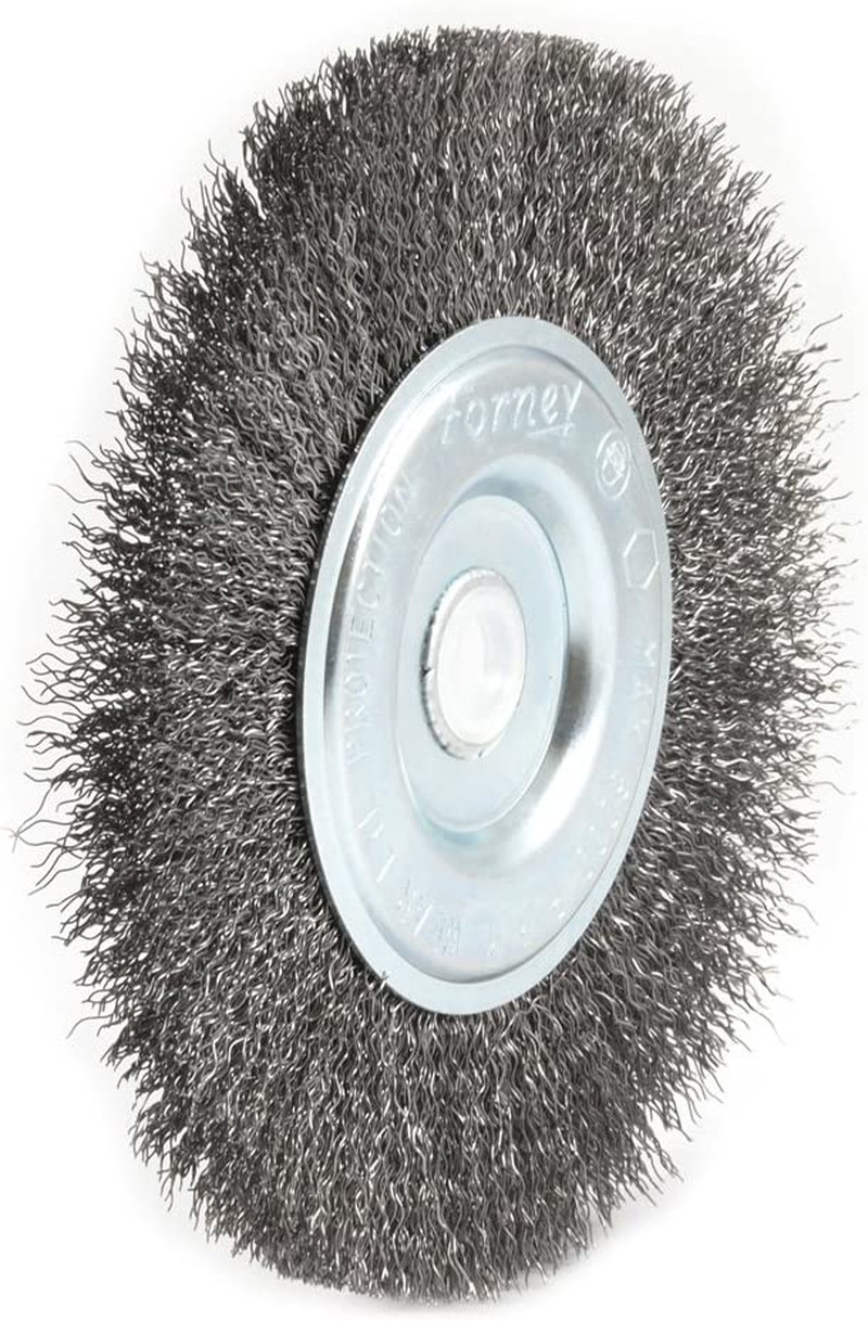 6 inch Wire Bench Wheel Brush, Coarse Crimped with 1/2-Inch and 5/8-Inch Arbor,