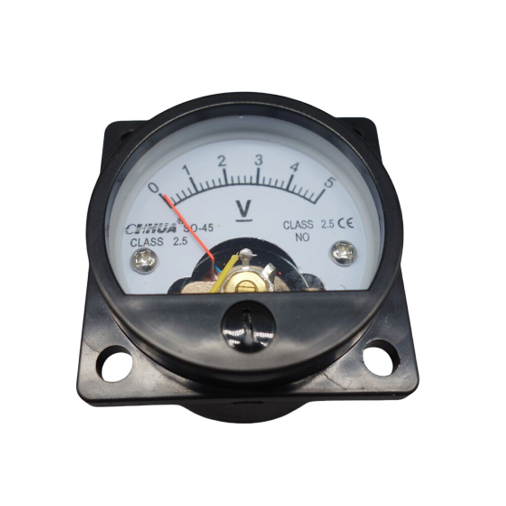 DC 0-5V Analog Voltmeter Analogue Voltage Panel Meter SO45 Directly Connect Hot!