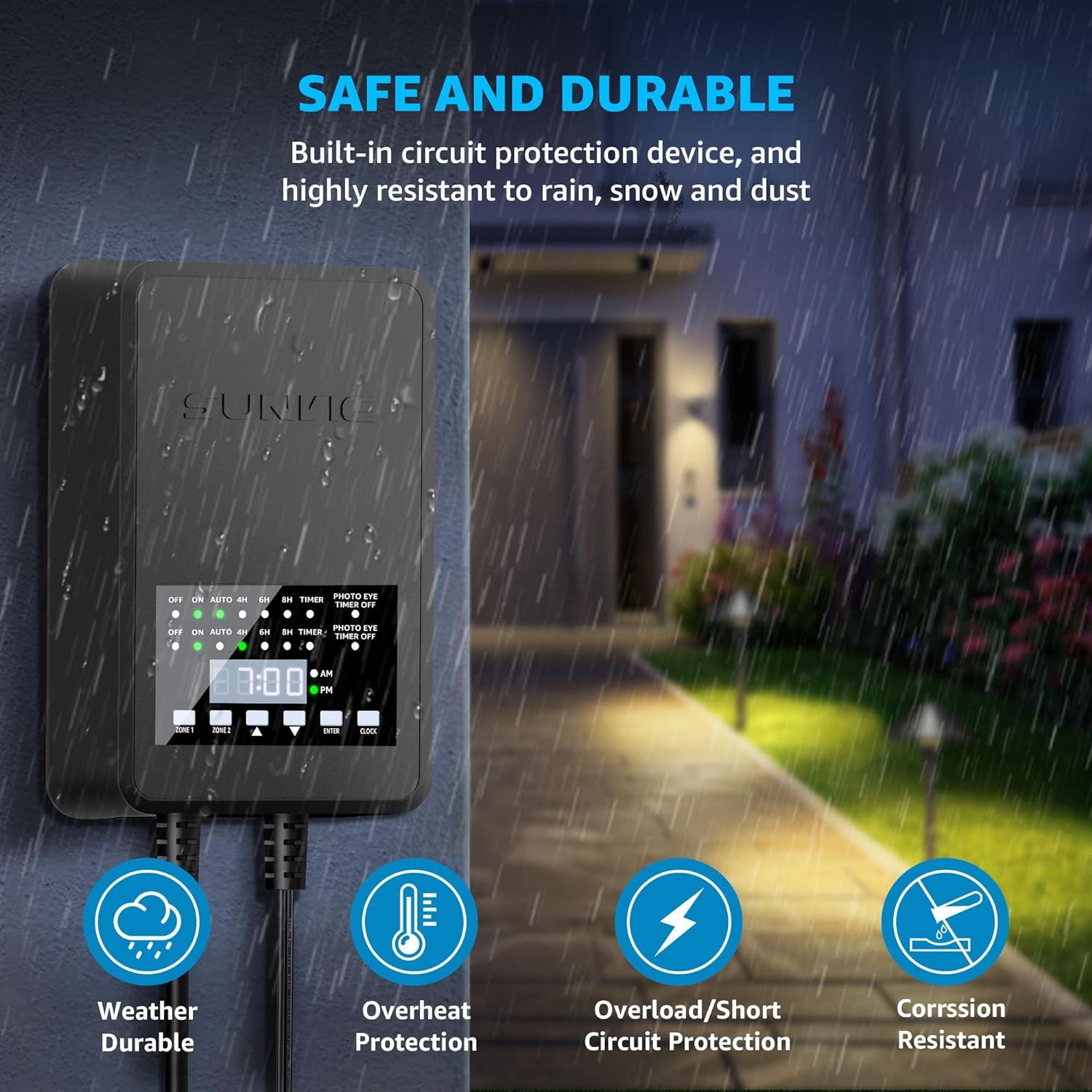 300W Low Voltage Landscape Transformer 120V AC to 12/14V AC Weatherproof