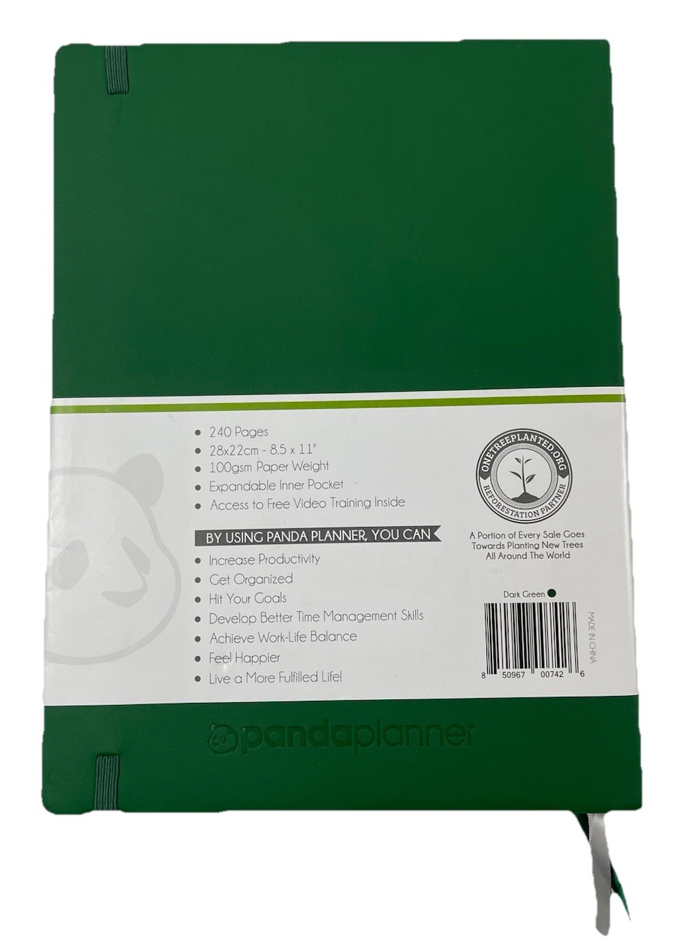Panda Planner Soft PU Faux Leather Cover 6 Month Non-Dated Daily Planner/Green