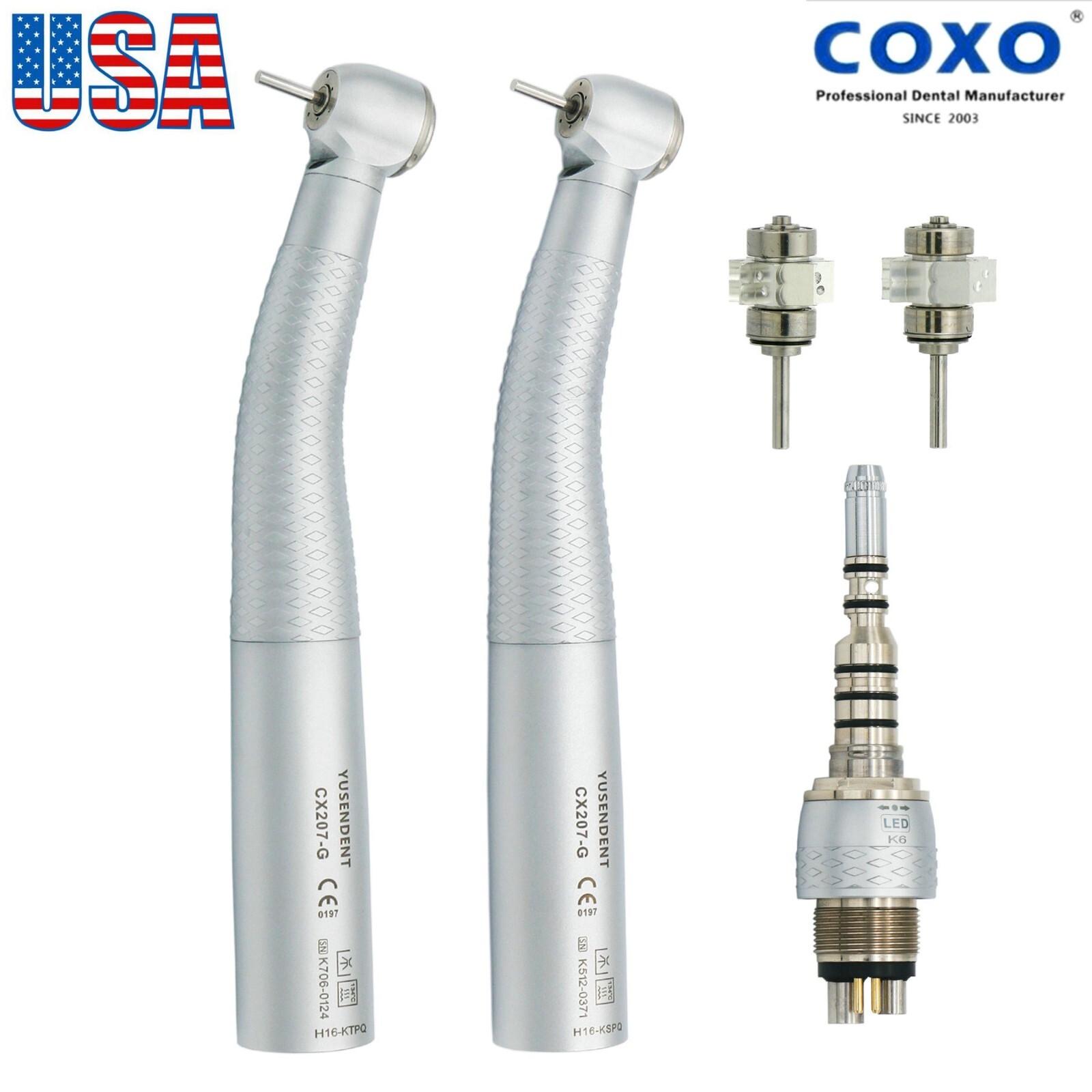 US COXO Dental Fiber Optic Handpiece High Speed Turbine For Kavo NSK Coupler