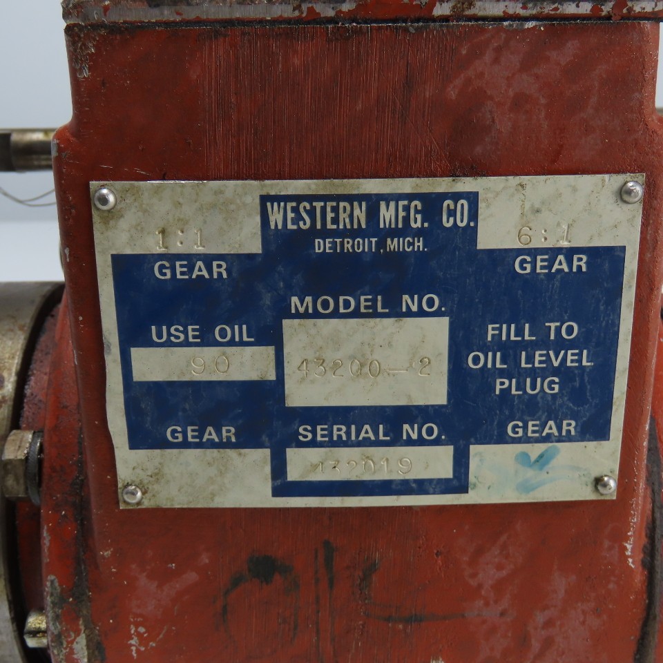 Western MFG 43200-2 Gear Reducer 1:1/6:1 Ratio