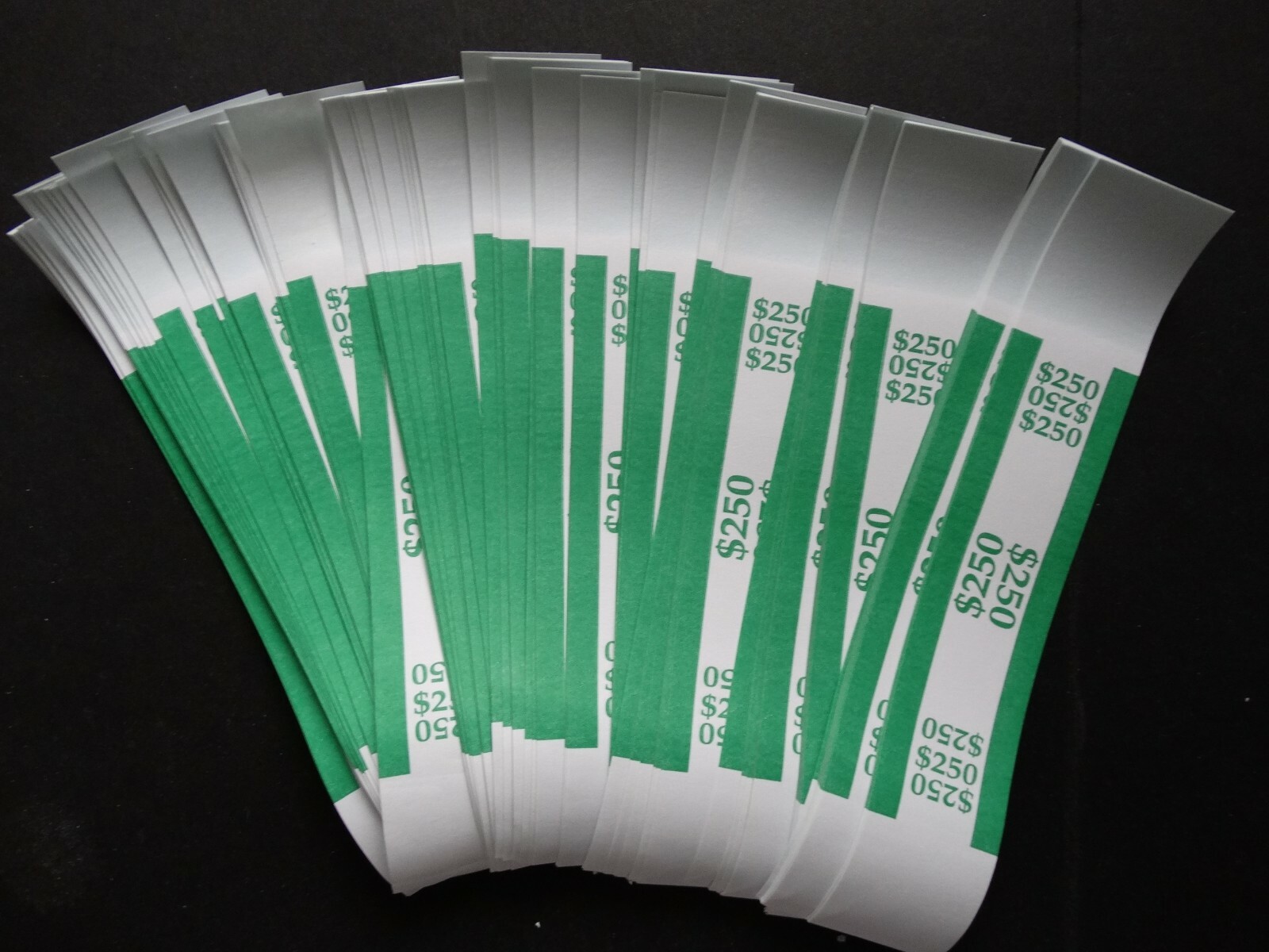 100 – Green $250 Cash Money Self-Sealing Straps Currency Bands