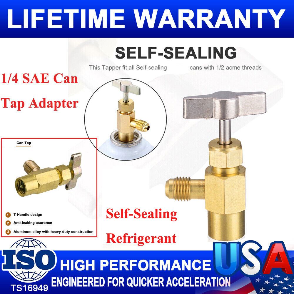 Self-Sealing Refrigerant Opener A/C Can Tap Tapper Adapter Dispensing Valve NEW