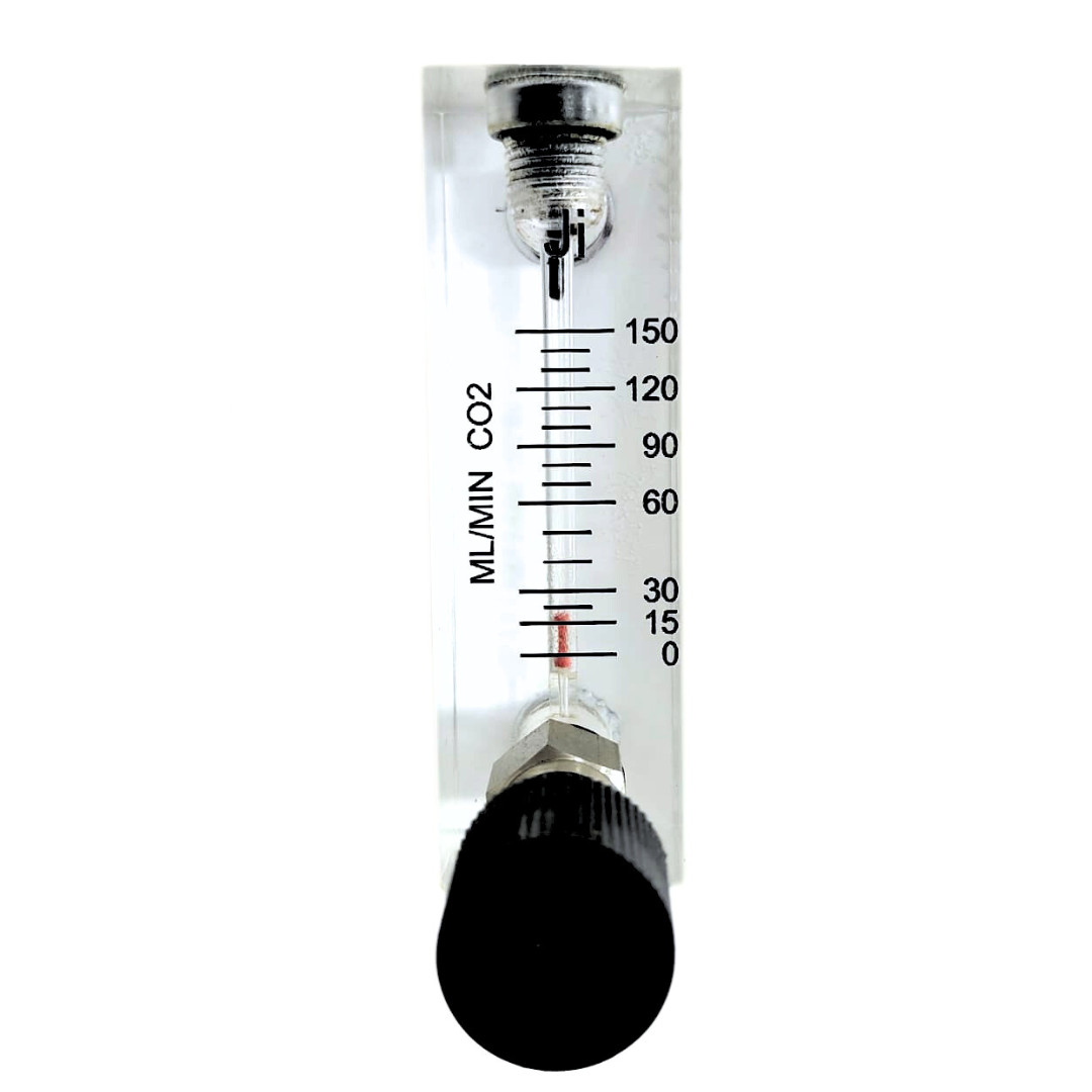 «Ji» Acrylic Tube Rotameter for CO2, 0 – 150 ML/MIN, 1/4″ BSP (M) SS Connection