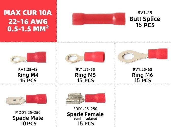 385PCS Solderless Wire Connectors Kit Electrical Terminal Kit B Style: 385 PCS