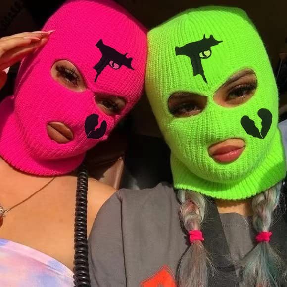 3 Hole UZI Balaclava Knitted Full Face Cover Ski Mask One Size, Rose Red