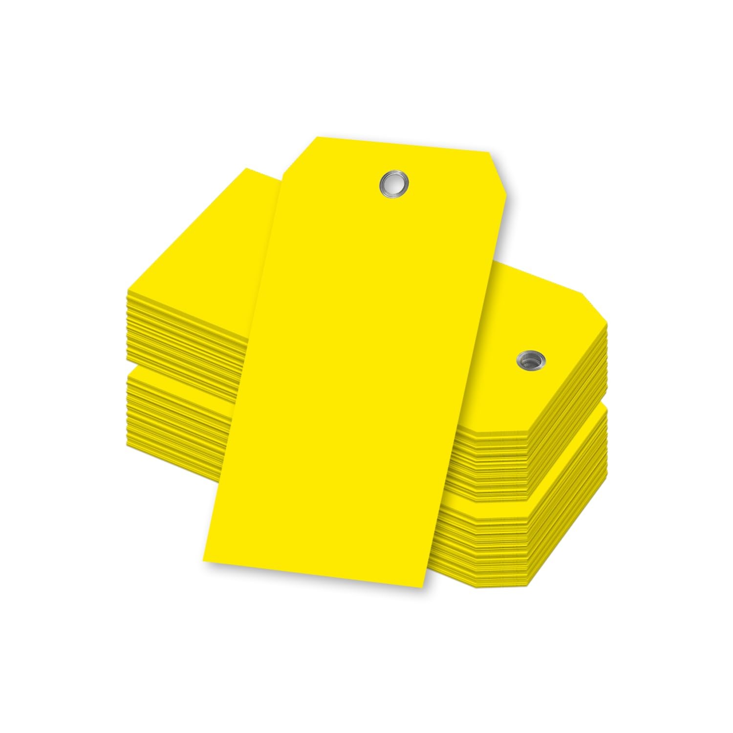 100 Pack Yellow Plastic Tags 4.75×2.375 Inch Tearproof Metal Eyelet Writable