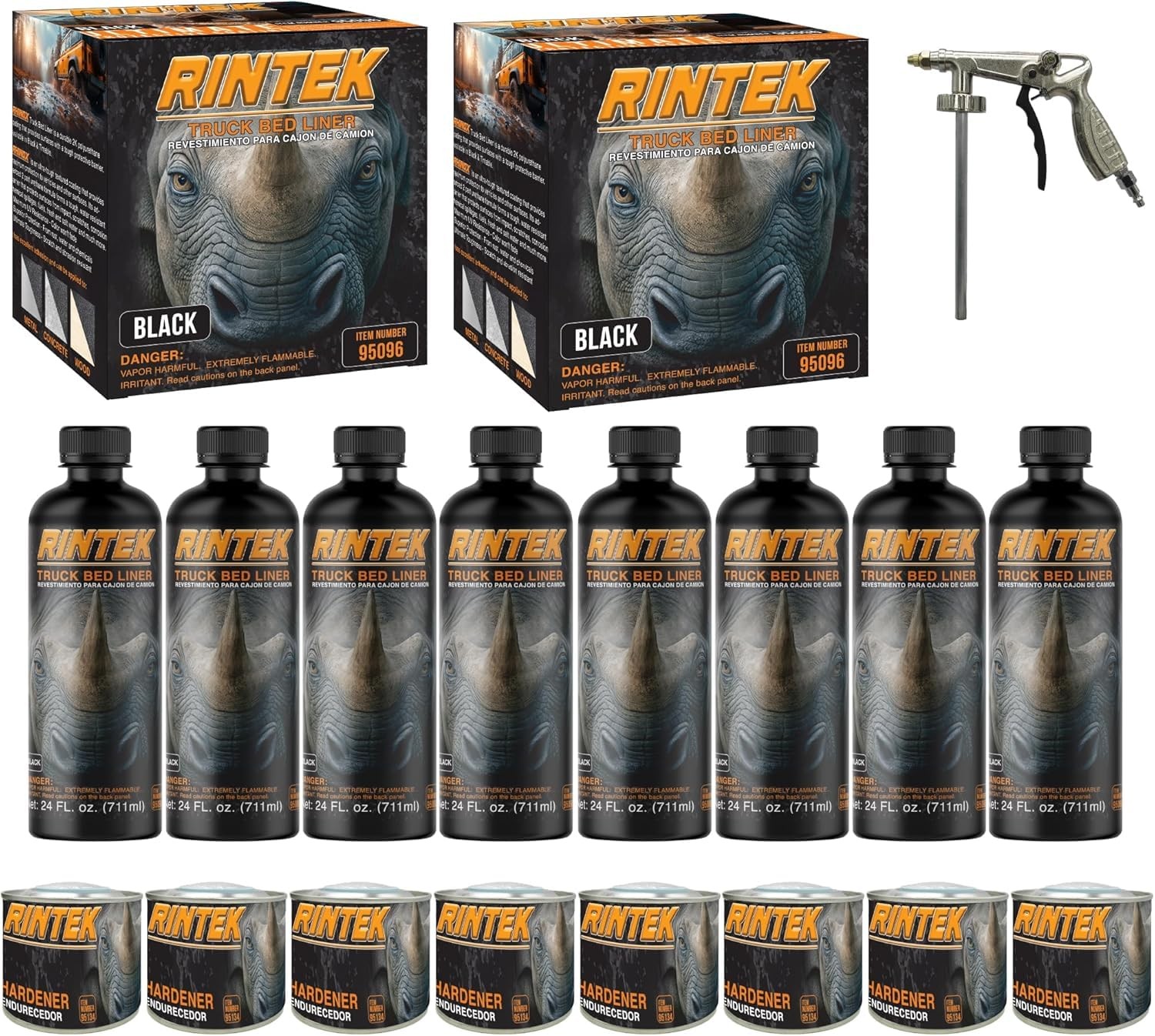 LAUCO Rintek Urethane Spray 8 Quart Kit Black Bedliner Coating, Heavy-Duty