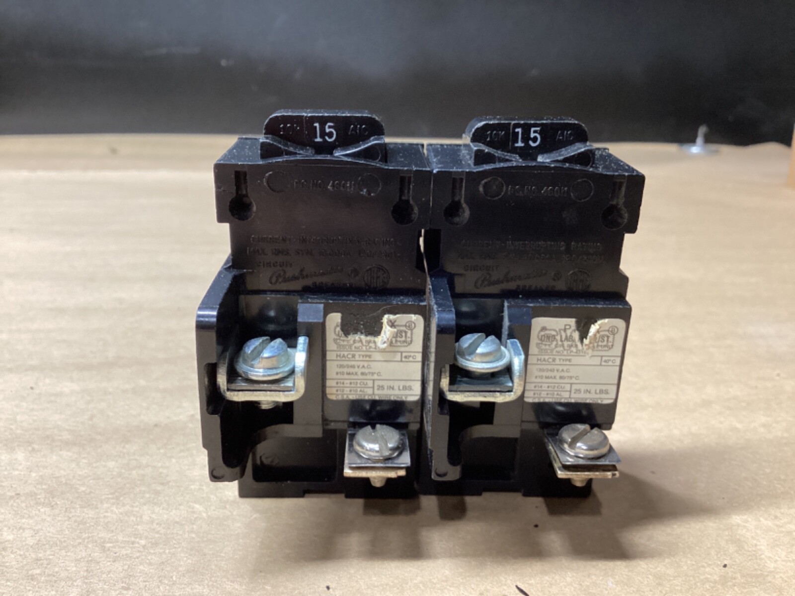 Lot Of 2 ITE Pushmatic Circuit Breaker 15A P115X 120/240V 1-Pole #102D61*CO