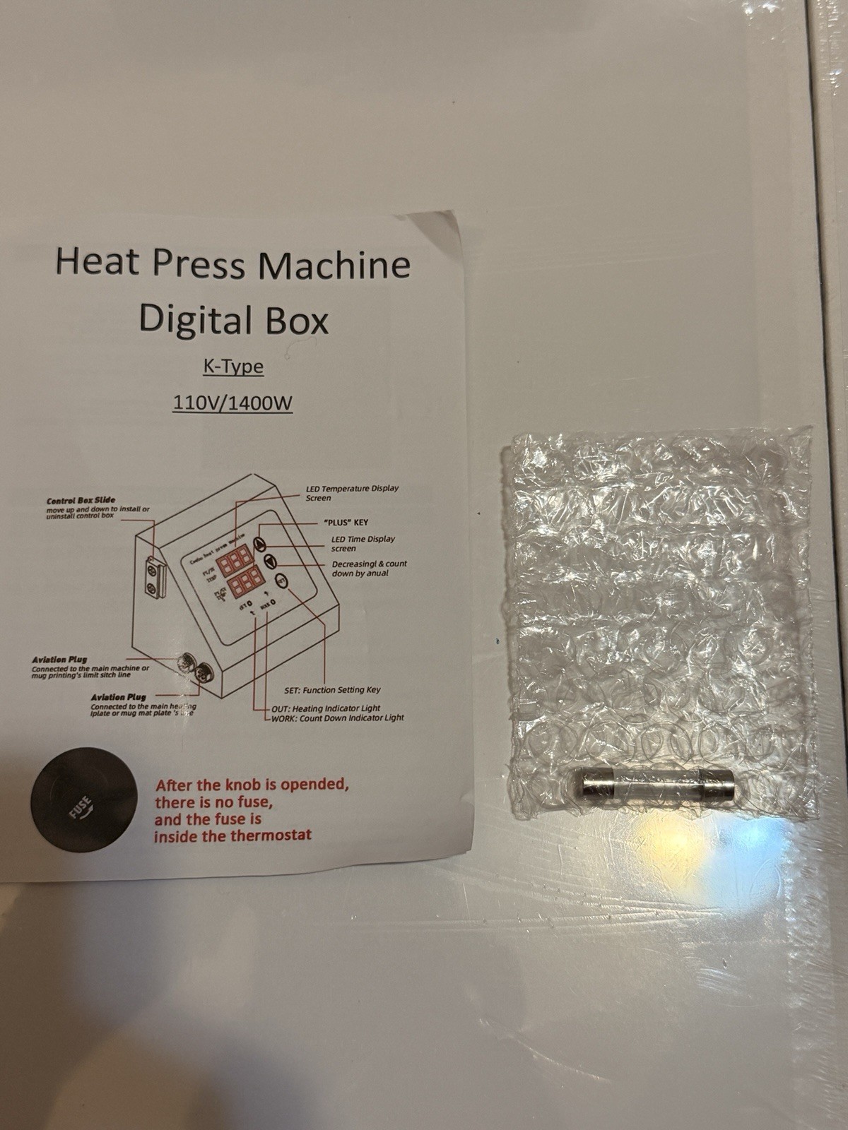 15×15 Heat Press Control Box 1400W Sublimation Transfer T-Shirt Mug Hat Press