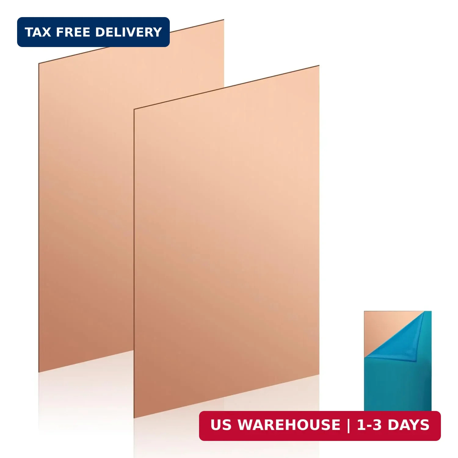 Copper Sheet, 2 Pieces of Copper Plates 4″×2″-18 Gauge(1mm) Thickness, 99% Pure