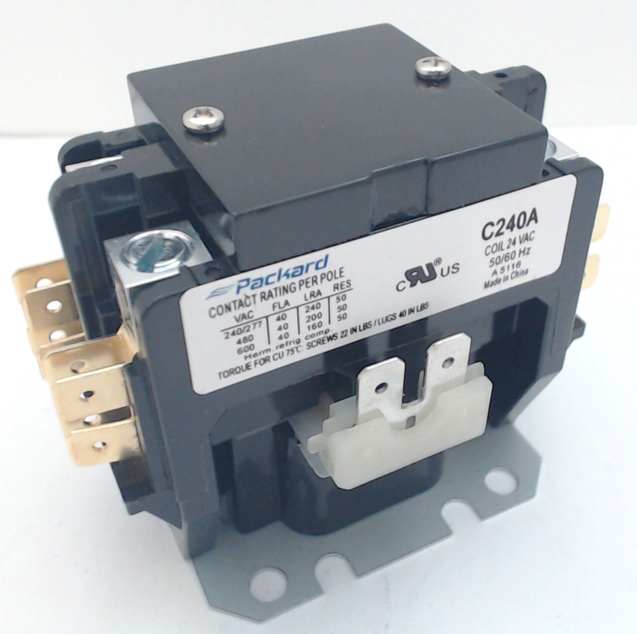 Packard Definite Purpose Contactor C240A 2 Pole 40 Amps 24 Coil Voltage