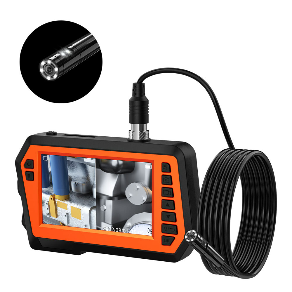 4.3inch Dual Lens Endoscope Sewer Drain Pipe Inspection Camera 1080P 5M cable