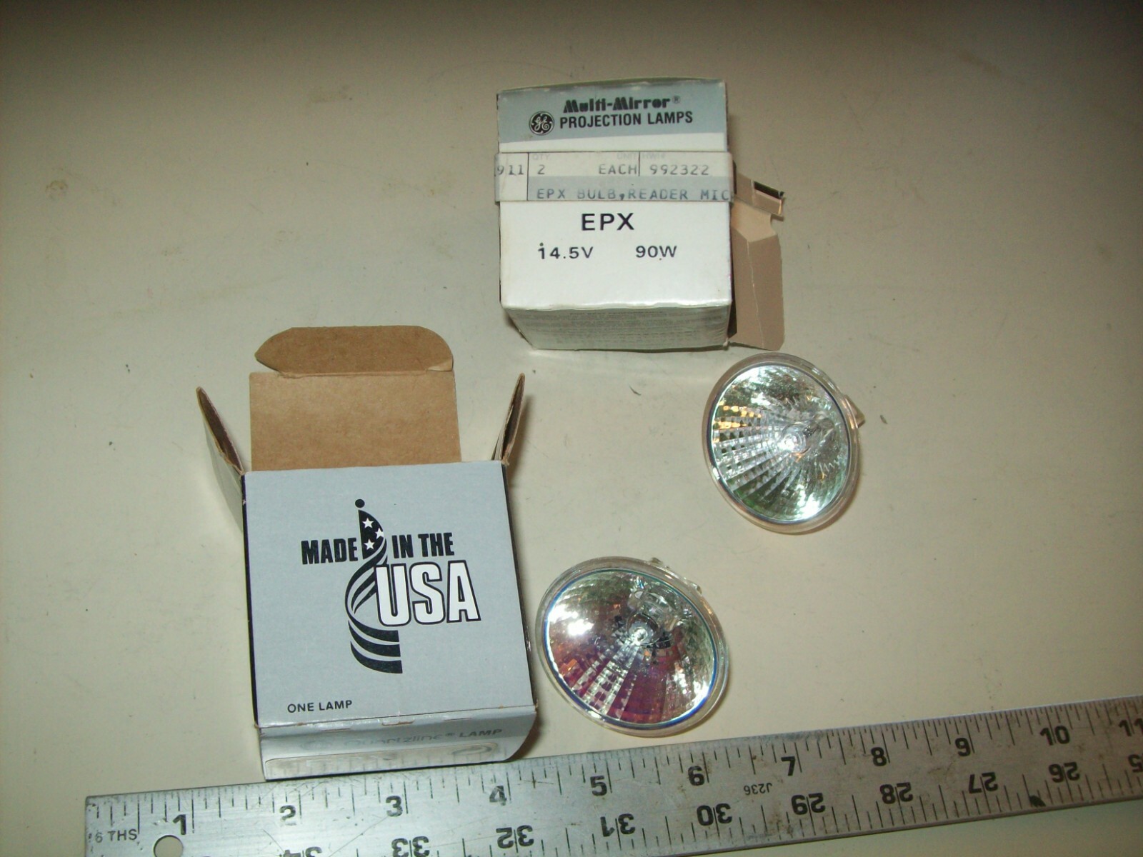 GE 1 Quartzline & 1 Multi-Mirror Projection Lamp[s EPX 14.5V 90W New Old Stock