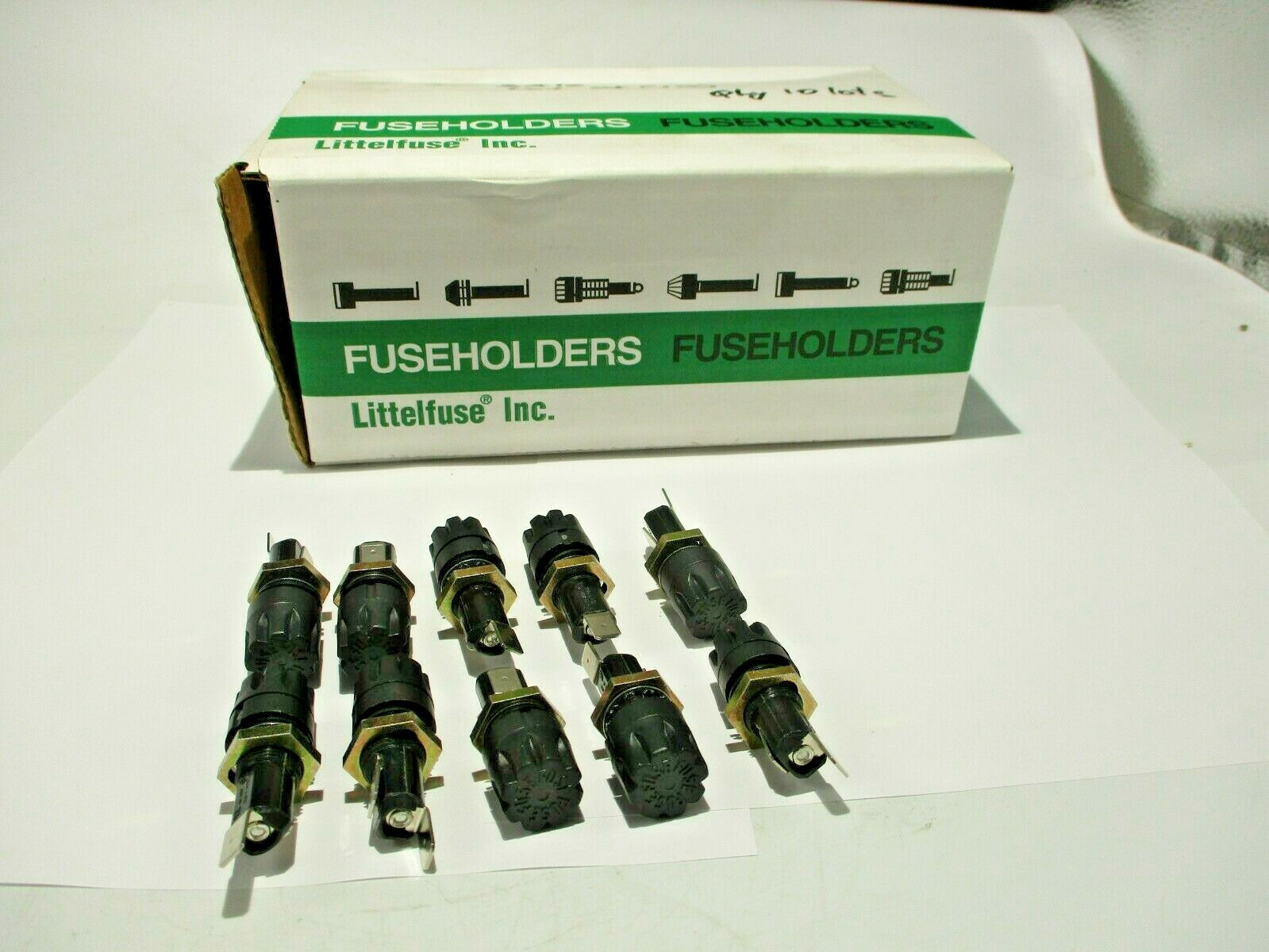 NEW LOT OF 10 LITTELFUSE 03420838HXL FUSEHOLDER 3AG 20A/AMP 250V QC 1/4DIN