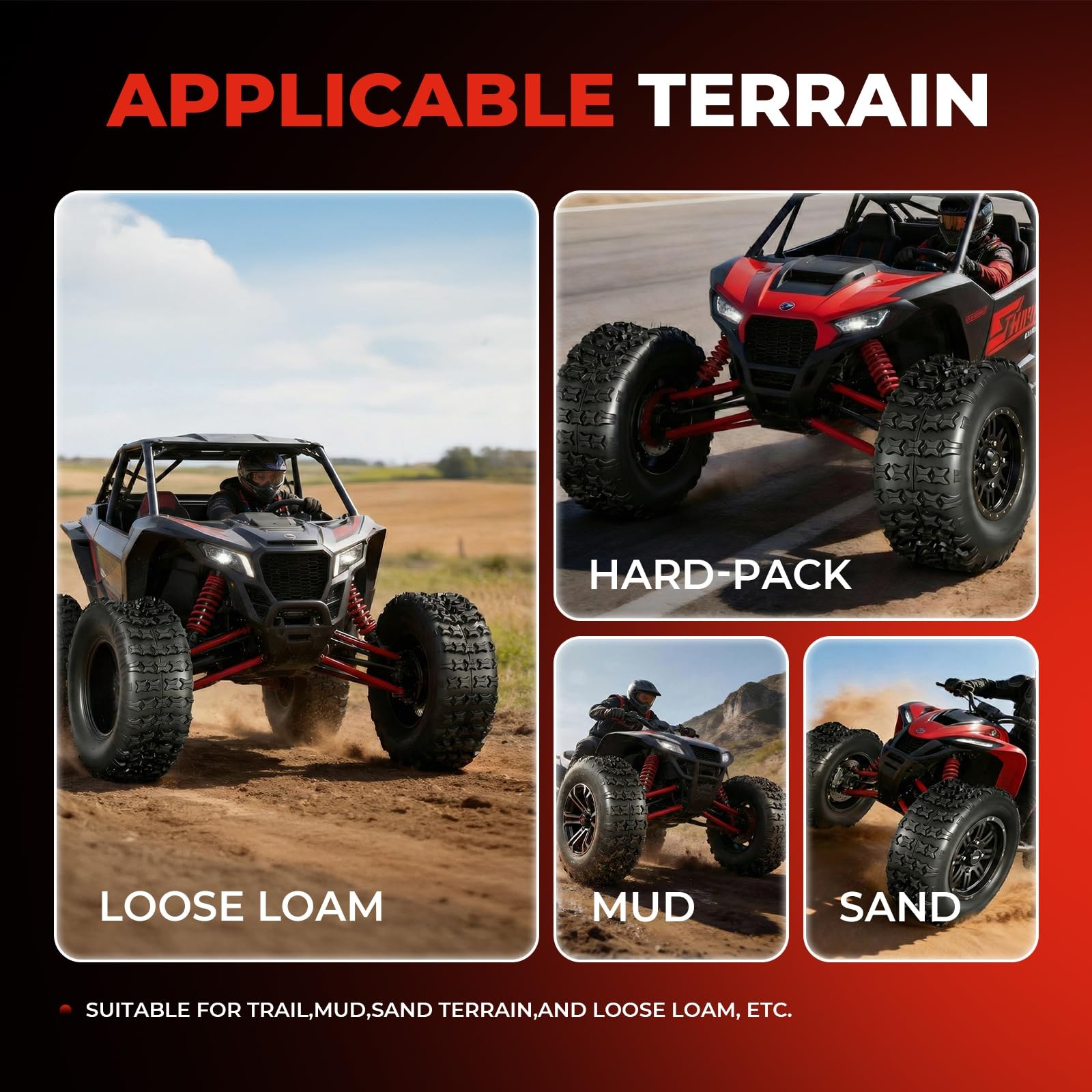 Set of 2 ATV UTV Tires 18×9.5×8 4 Ply All Terrain Tubeless Non Directional Tread