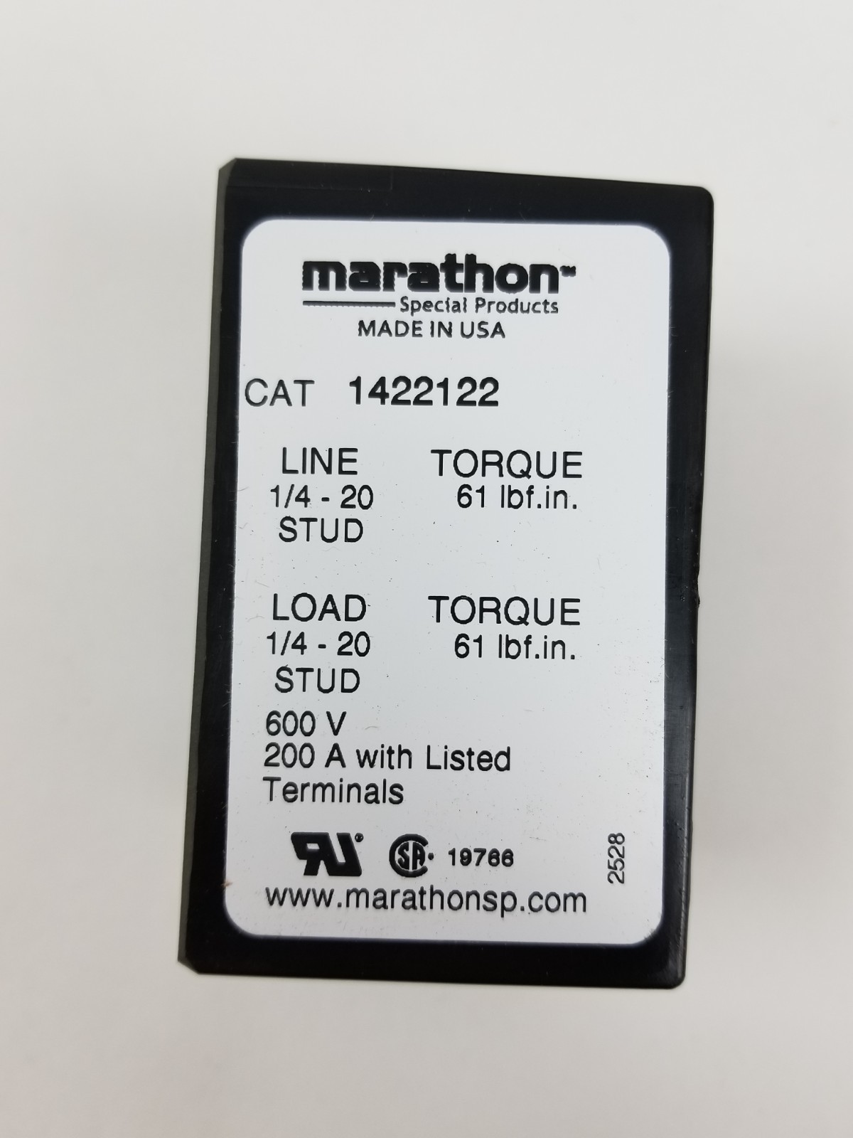 4 Marathon 1422122 Power Terminal Block 200A 600V 2-Pole NEW