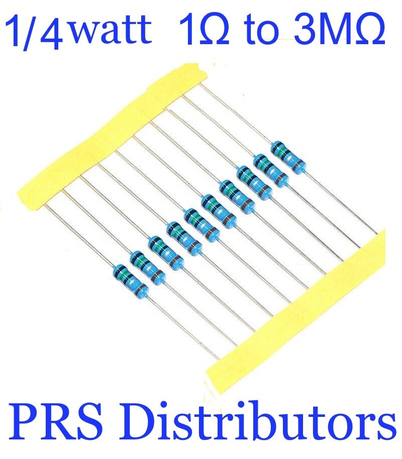 20 Pieces Resistor Metal Film 1Ω to 3MΩ 1/4W 0.25 W 1% Tolerance USA SELLER