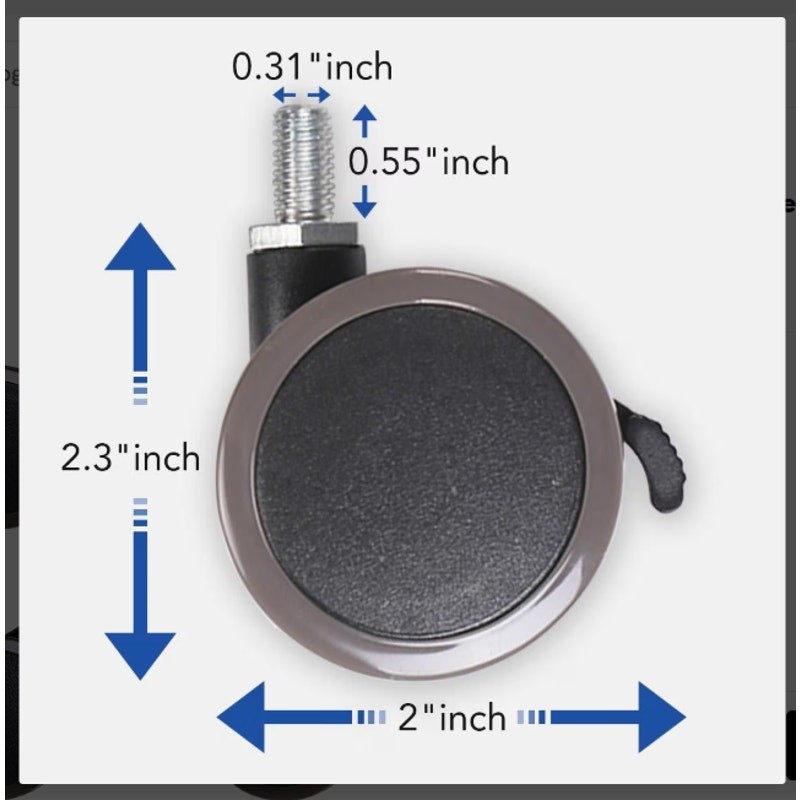 Flexispot Standing Desk Casters W1, Set of 4, Office Desk Wheels – Gray/Black