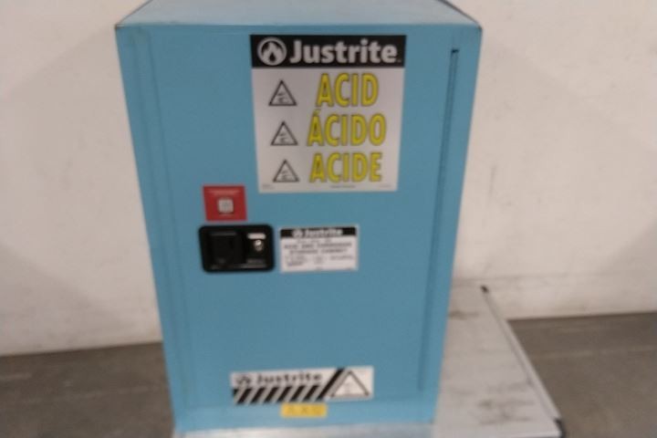 Justrite 891202 12 Gal Cap Blue Steel Corrosives Safety Cabinet