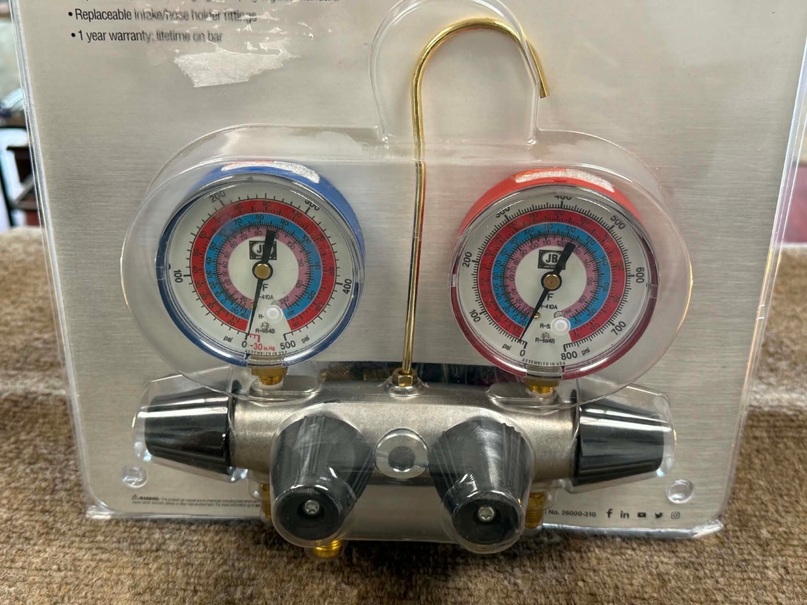 Jb Industries Zeppelin 25633 4-Valve Aluminum Charging & Testing Manifold Gauge