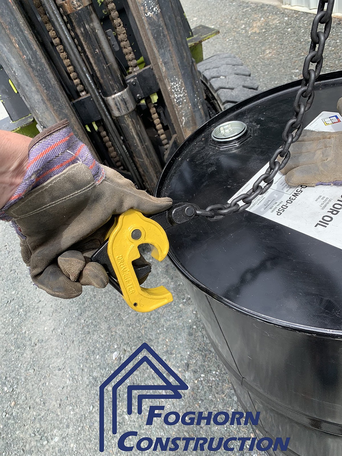 55 Gallon Drum Lifting Chain Hoist with 1 Ton Capacity – Webbing Sling…