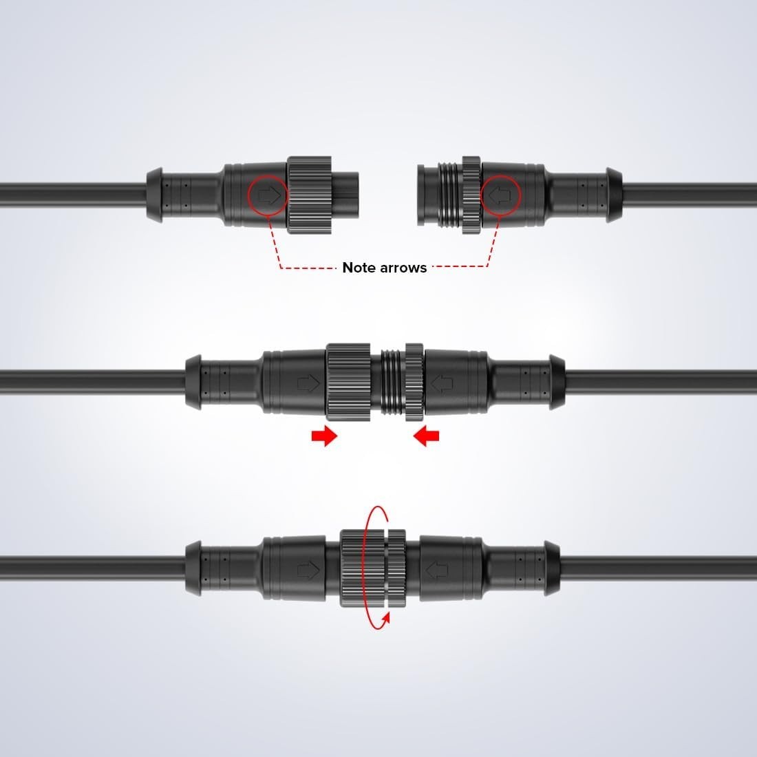 Weatherproof 3-Pin Y Splitter Connector for LED Lights – 1 Male to 3 Female