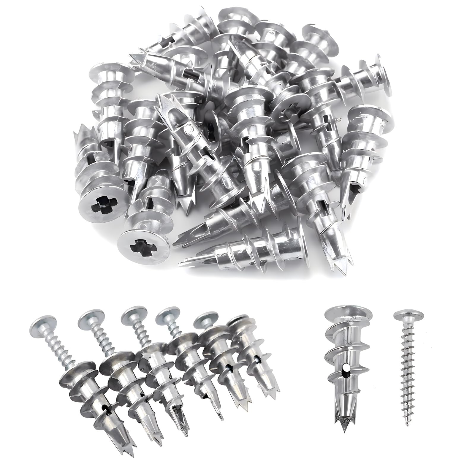 100PCS Zinc Self-Drilling Drywall Anchors, 50 Heavy Duty Hollow Metal Wall An…