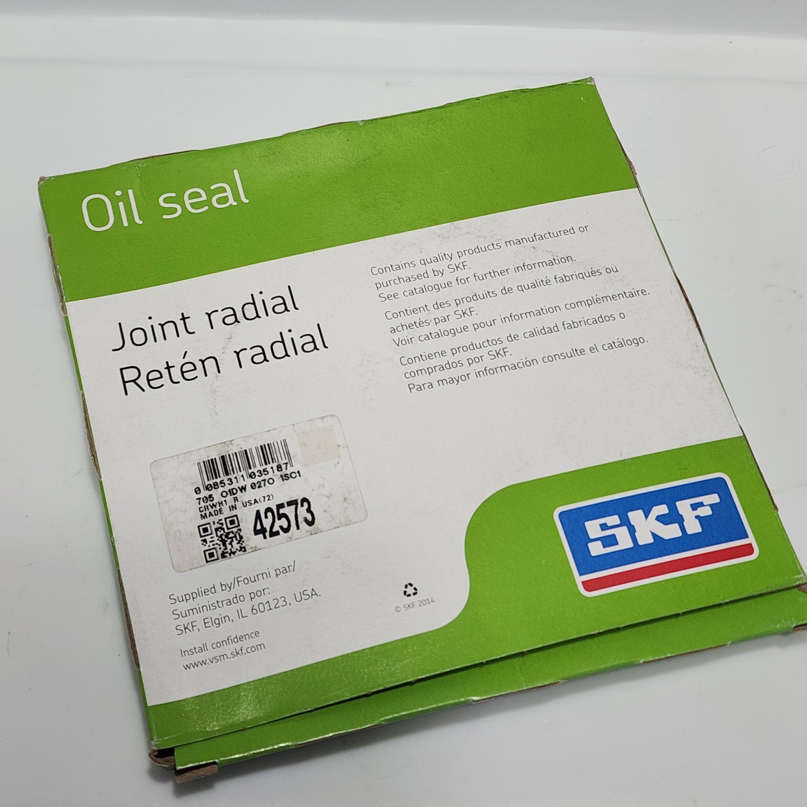 SKF 42573 Seal Single Lip Oil Seal – Solid, 4.250 in Shaft Dia .751 in OD, 0.
