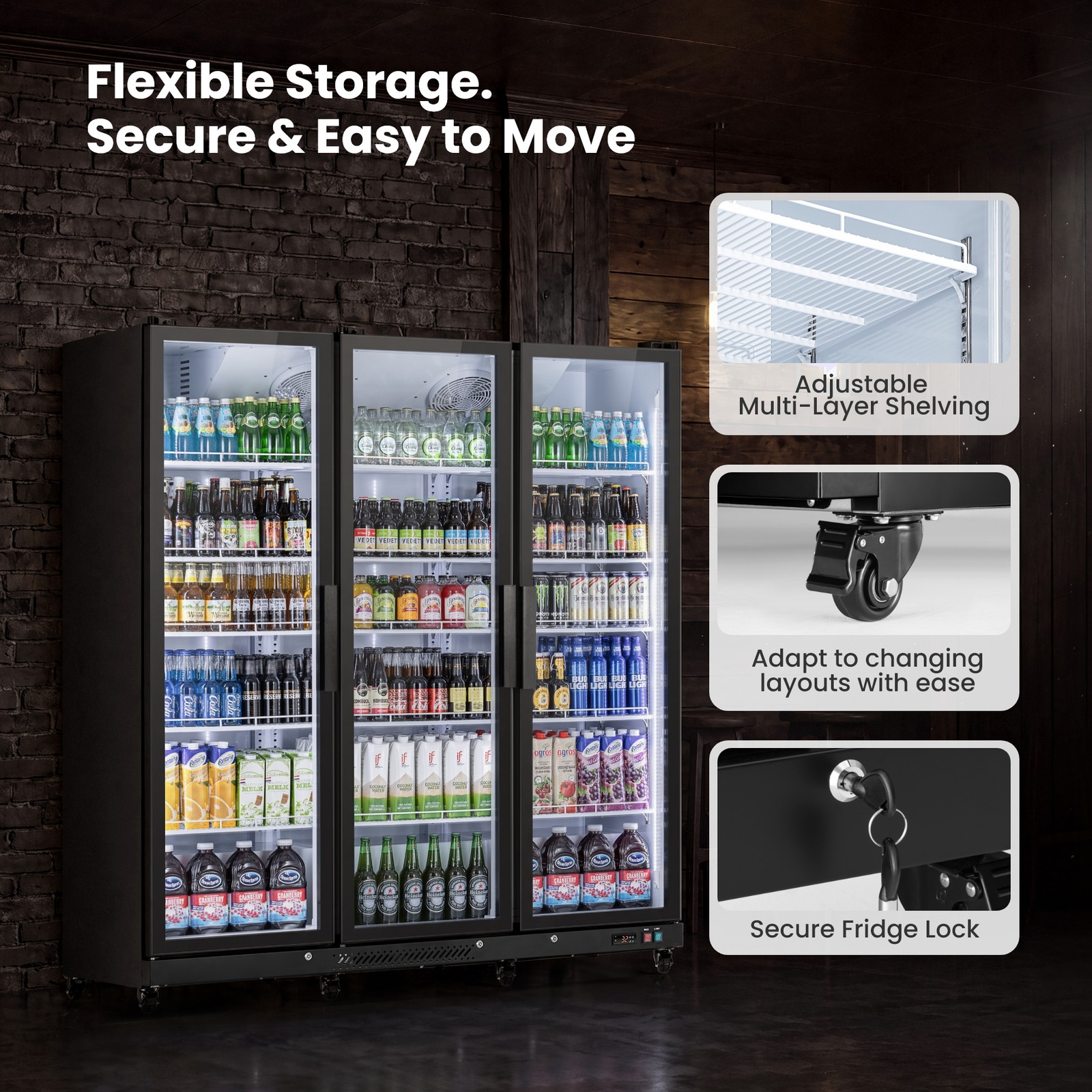 Yeego Drink Display Cooler Commercial Merchandiser Freestanding Store Fridge New
