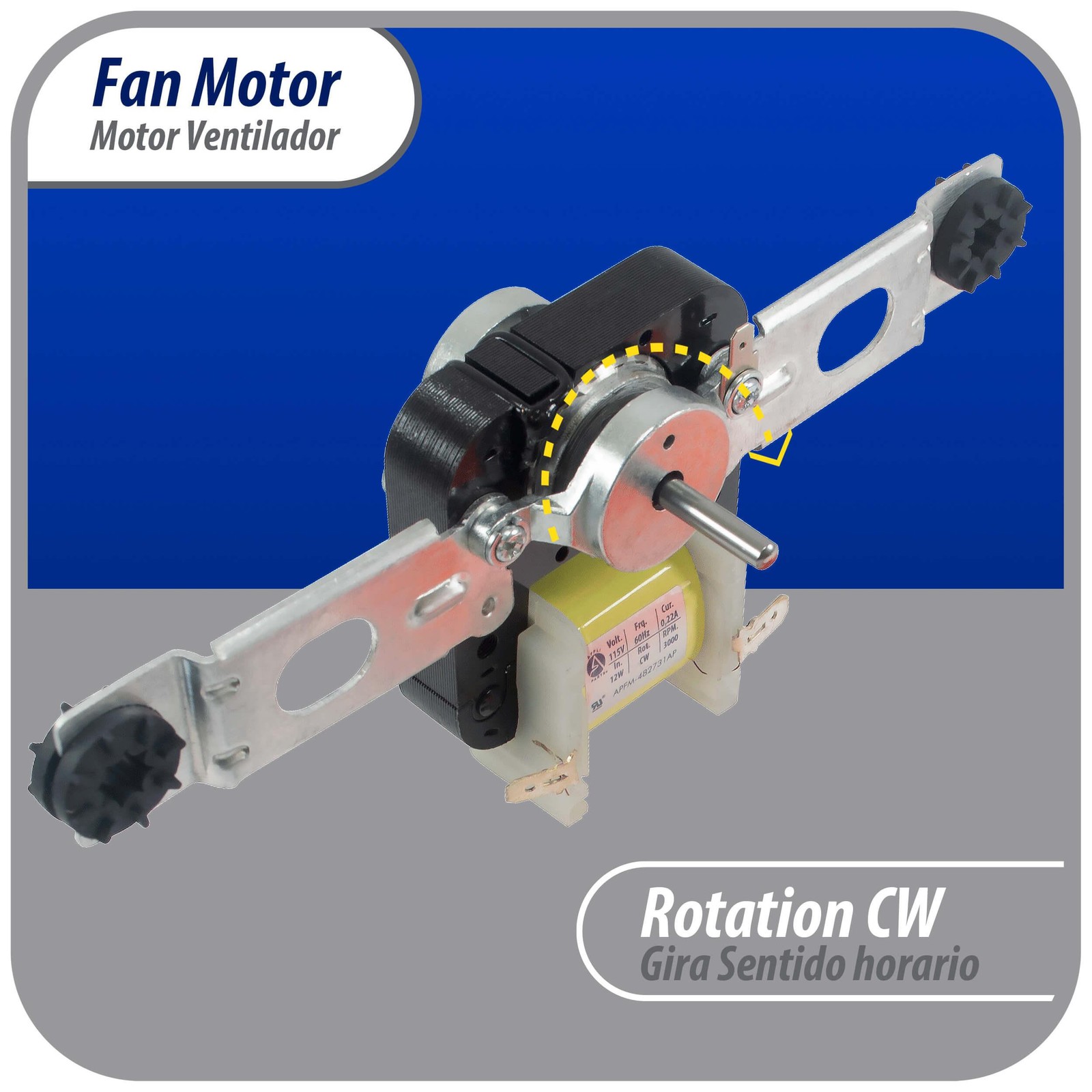 Appli Parts 482731 evaporator Fan Motor replacement kit 343 with Brackets 115V 1