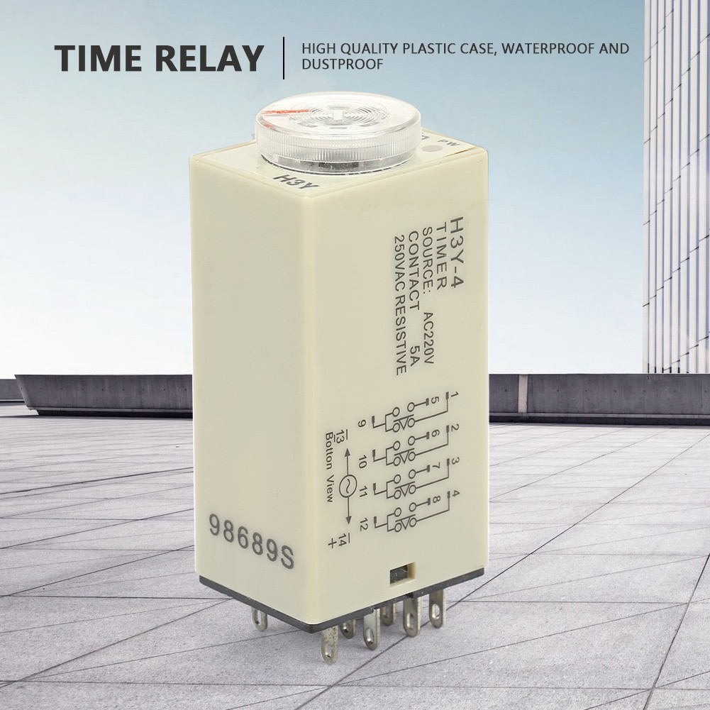 H3Y-4 Power On Delay Timer Relay 0-60 Minutes Time Relay AC 220V 5A✈